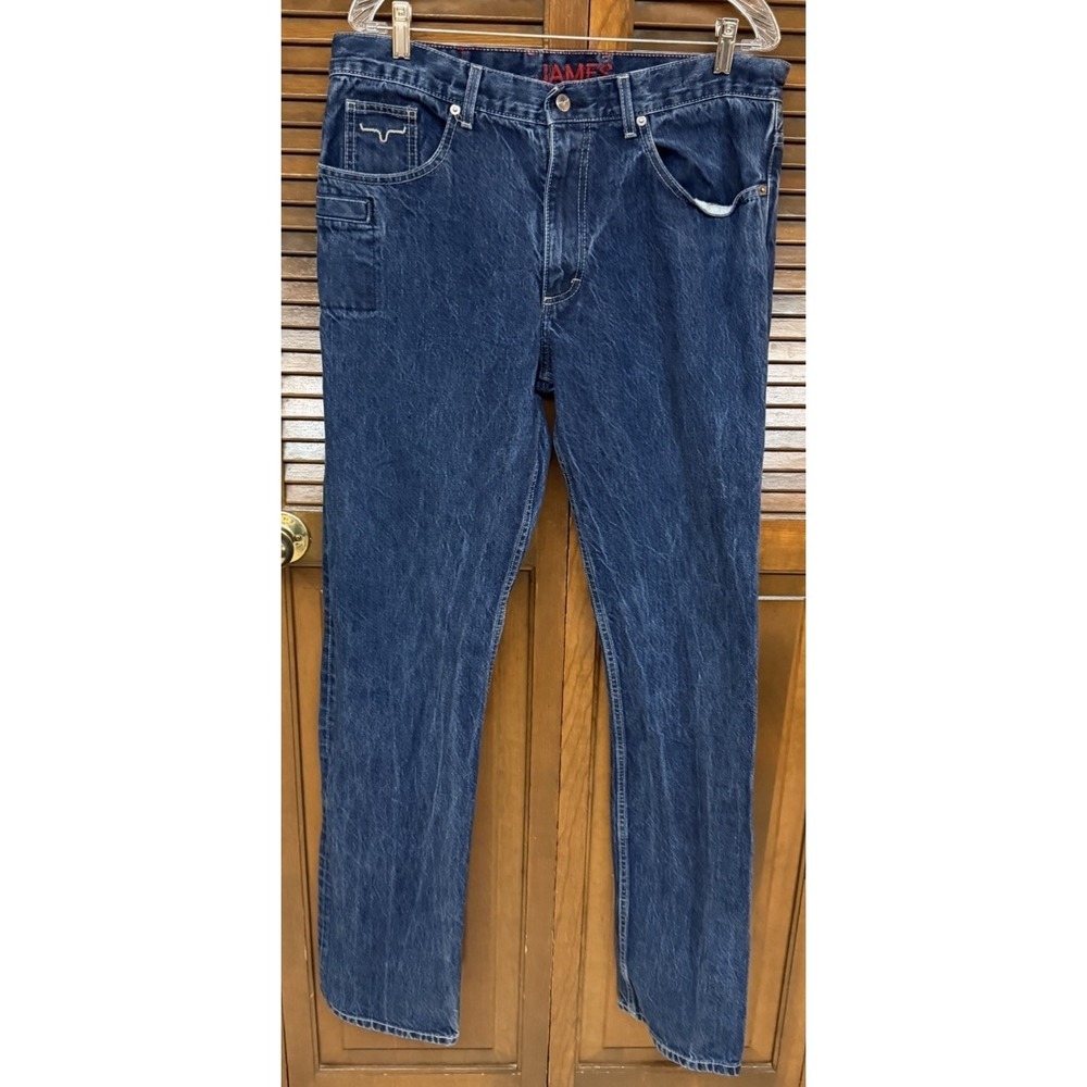 Kimes Ranch Jeans Mens 36x36 Dark Wash Western Cowboy Ranchwear Straight Leg